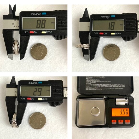 Sterling Silver 925 Gold Accent 2 Row Cubic Zirconia CZ Rope Band Ring Sz 7.75 - Picture 10 of 16